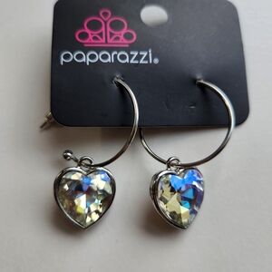 Paparazzi Silver Heart Earrings